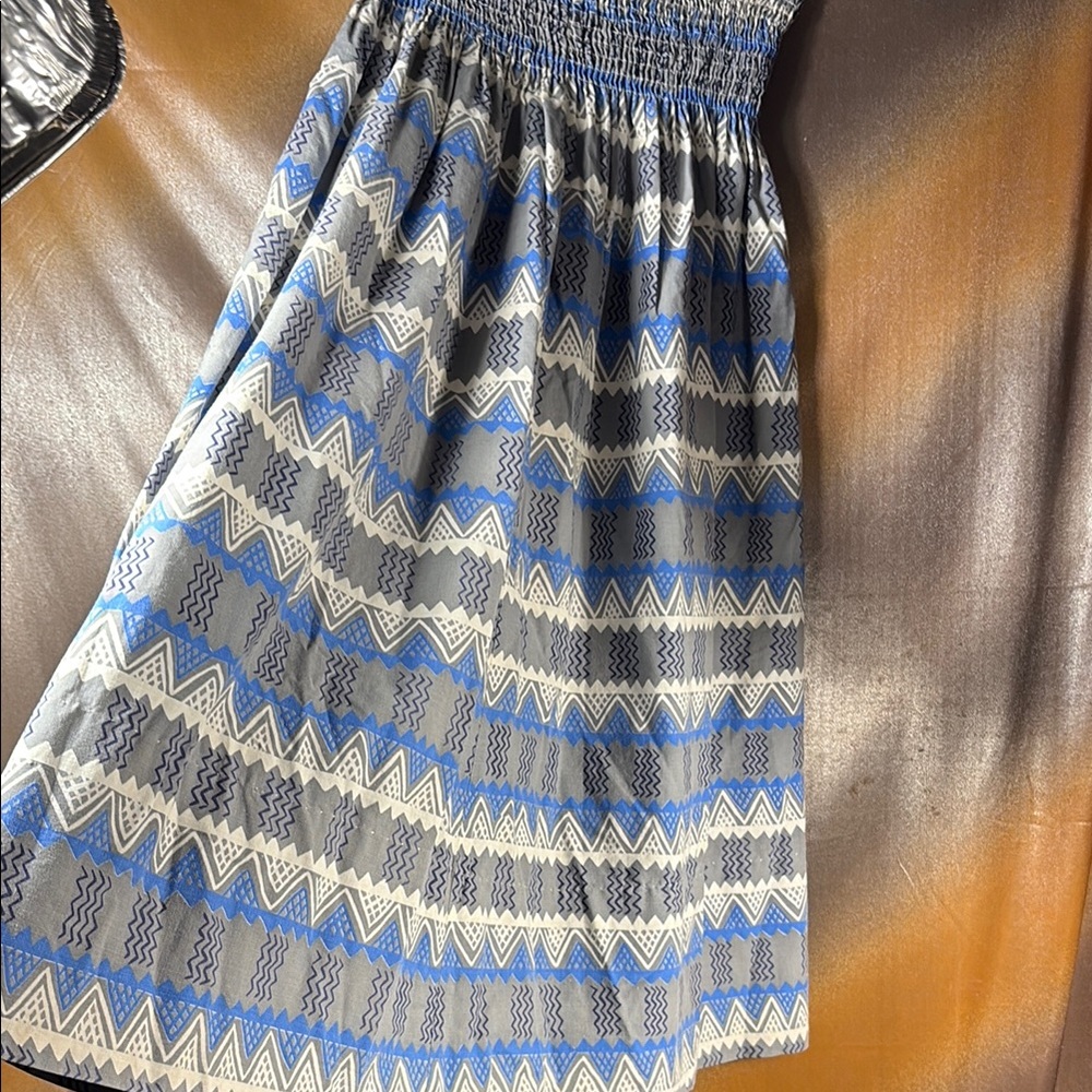 Vintage 50’s Blue and Gray plus 6”‎ hem smocked waist Women's Skirt D1